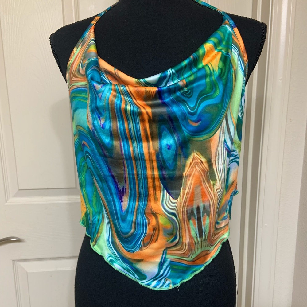 Marble print halter top